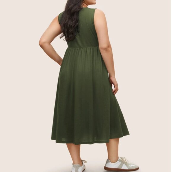 BloomChic Plus Size Supersoft Essentials Solid Gathered Tank Dress XL - Picture 2 of 5